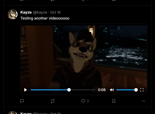 howlbyte's tweet photo. Auto playing videos (via setting), muted until interacted with, and a custom video player! The final length limit isn't fully decided, but there will be ways to increase it as well. https://t.co/8uMhPrDoGa
