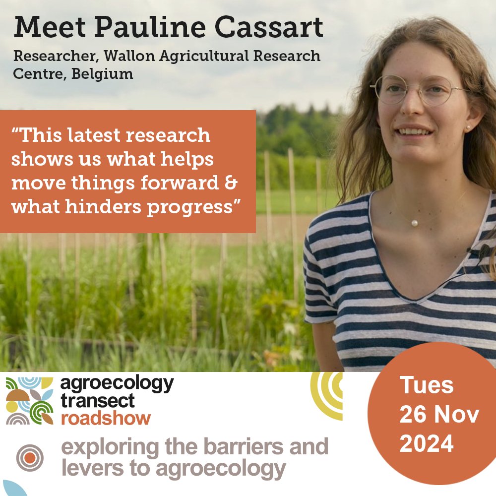 🥁 Join us on Tue 26 Nov, 12:00-02:00 CET
👉 eventbrite.co.uk/e/1057867884319

Hear Pauline Cassart &amp; colleagues (Wallon Agricultural Research Centre)

They've interviewed folk involved in agroecological projects across EU, exploring what enables (levers) &amp; what hinders change (barriers)
