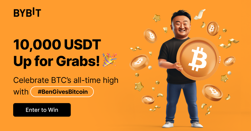 Bybit_Official's tweet photo. 🔥Only till 15 Dec, 10am UTC! @benbybit is giving away 10,000 USDT in $BTC!

🫵Now it's your time to Win #bitcoin from our CEO Ben! Click Register Now!

#BenGivesBitcoin