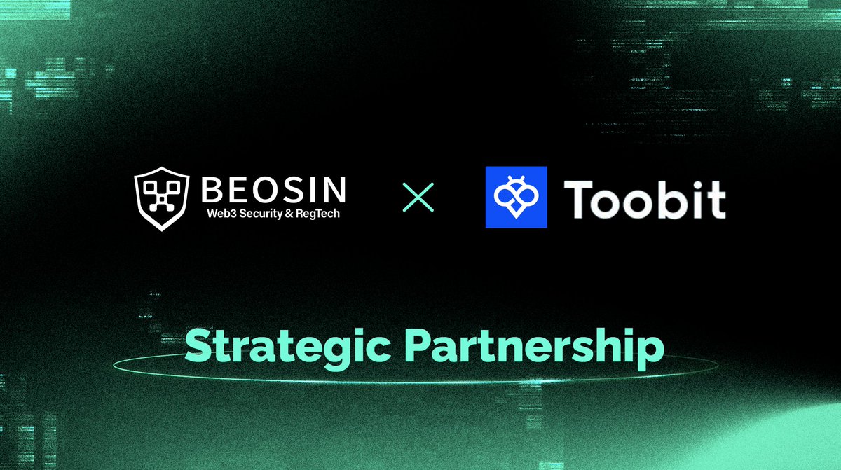 🛡️ <a href="/Beosin_com/">Beosin 🛡 Web3 Security & Compliance</a> and <a href="/Toobit_official/">Toobit</a> unite in a powerful strategic partnership.

🟦 #Toobit is a global pioneer in cryptocurrency financial services, committed to delivering a seamless, bank-level digital trading experience across futures, spot, and OTC markets.

Built on a