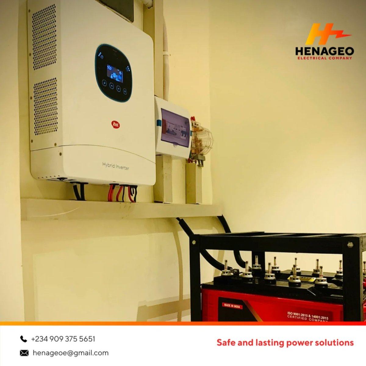 henageoe's tweet photo. 6kw solar inverter system. It powers: 
⚡2hp inverter AC or 2 unit of 1hp inverter AC 
⚡Energy saving refrigerator 
⚡Lights 
⚡Fans 
⚡TV
For enquiries &amp; consultation, click https://t.co/hFnjJdHVTI or send us a DM now!

#Henageo #inverter #electricalwiring #Nationalgrid #BandA https://t.co/tPiO4umtel