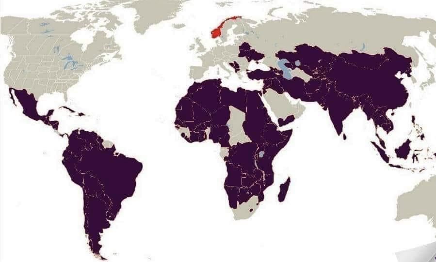 God morgen. I dag har vi en illustrasjon over alle som får bistandspenger fra Norge. Kan også sees på som et kart over hvor skattekronene dine ender opp, og hvordan politikere prioriterer skattekronene dine.