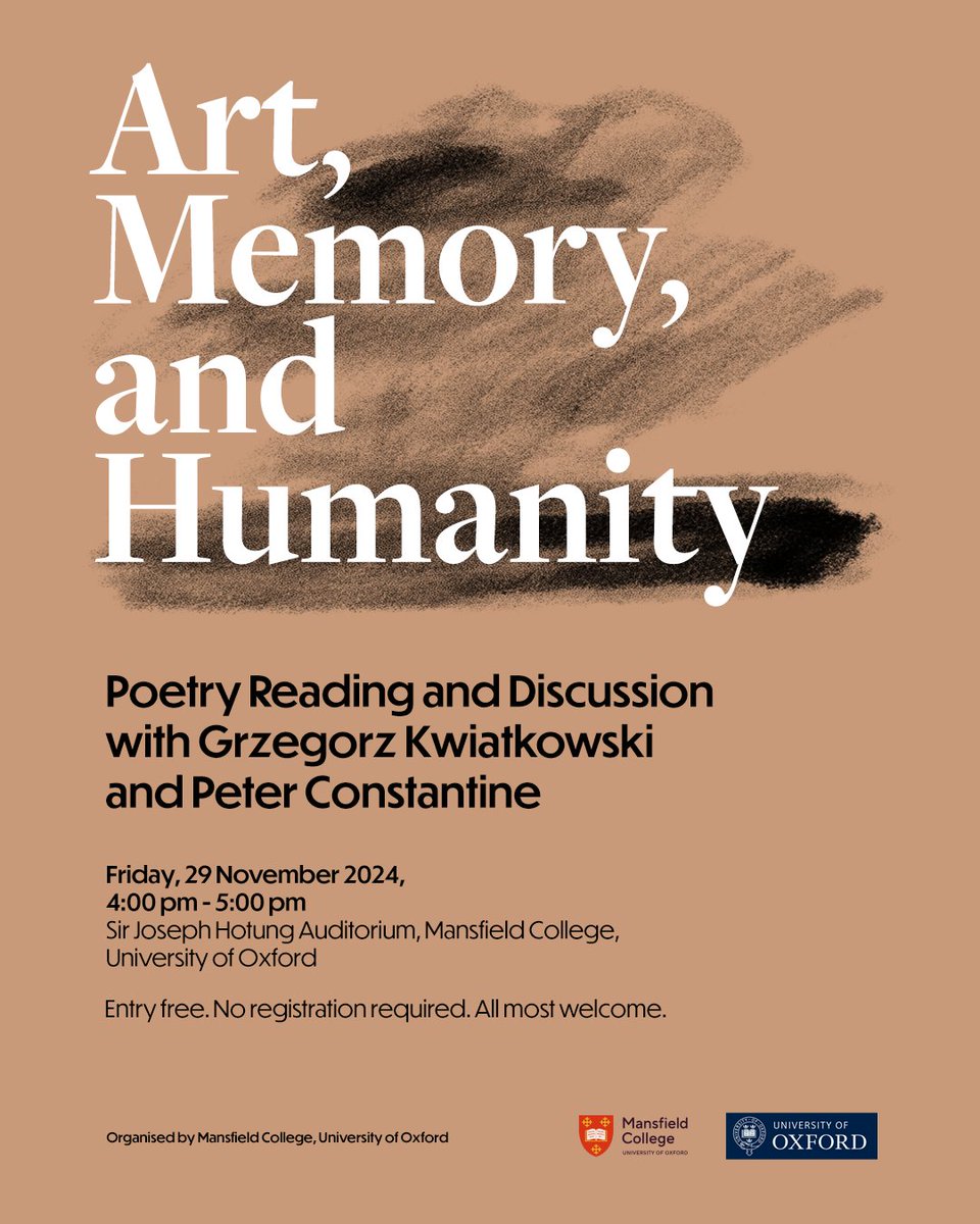 Yesterday I shared news about the new series I am curating "What About Exclusion" at the University of Oxford. Today I bring more updates from this university.  I warmly invite you to an Oxford meeting dedicated to my poetry, which will be hosted by Professor Peter Constantine.