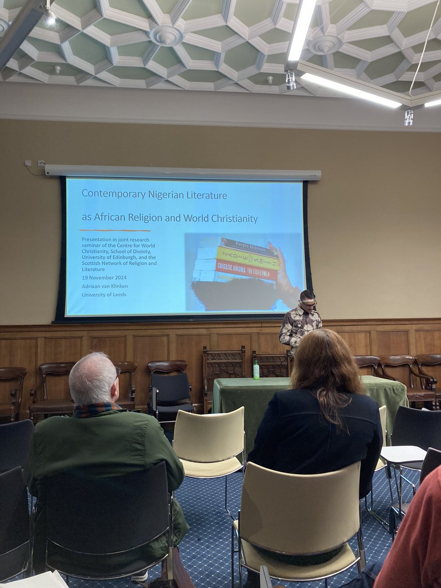 A wonderfully engaging presentation yesterday by Adriaan van Klinken on contemporary Nigerian literature as African Religion and World Christianity! <a href="/CSWCEdinburgh/">World Christianity</a>