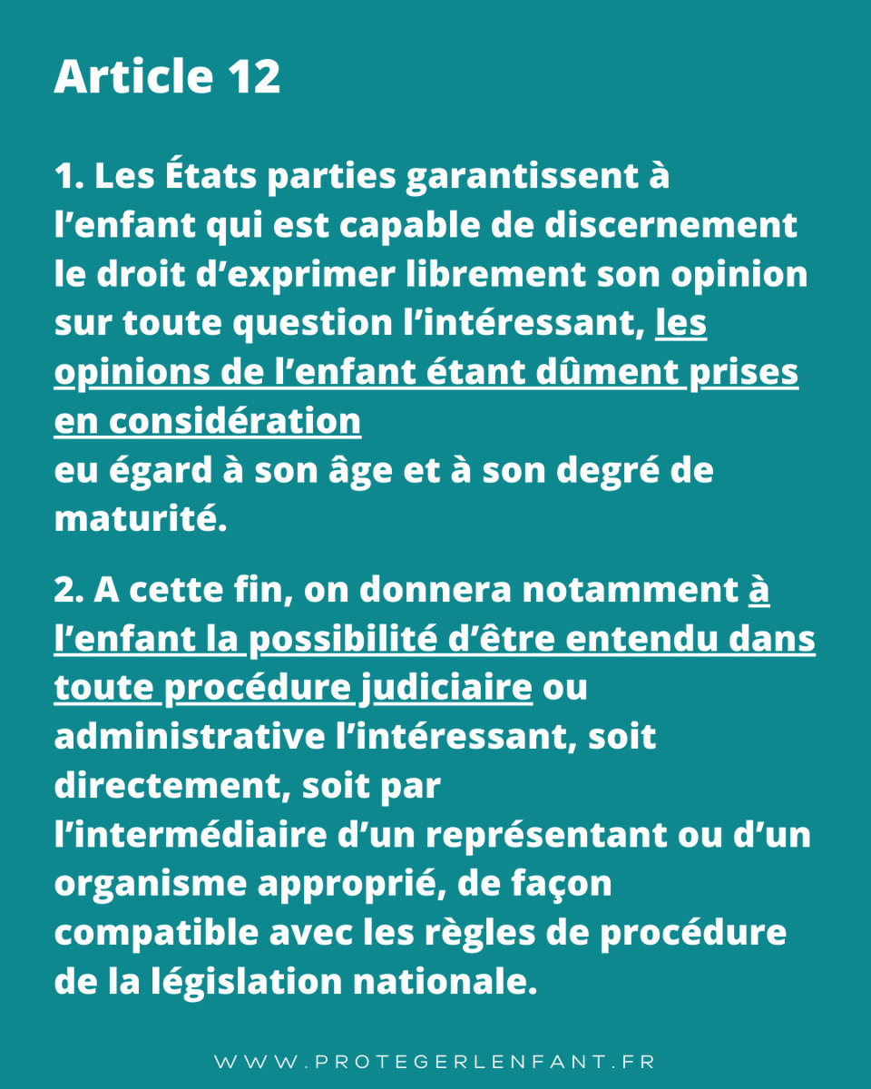 proteger_enfant's tweet photo. 🔶 Article 12 
1. Les États parties garantissent à l’#enfant qui est capable de discernement le droit d’exprimer librement son opinion sur toute question l’intéressant, les opinions de l’enfant étant dûment prises en considération eu égard à son âge et à son degré de maturité. https://t.co/pheEkQiWVN
