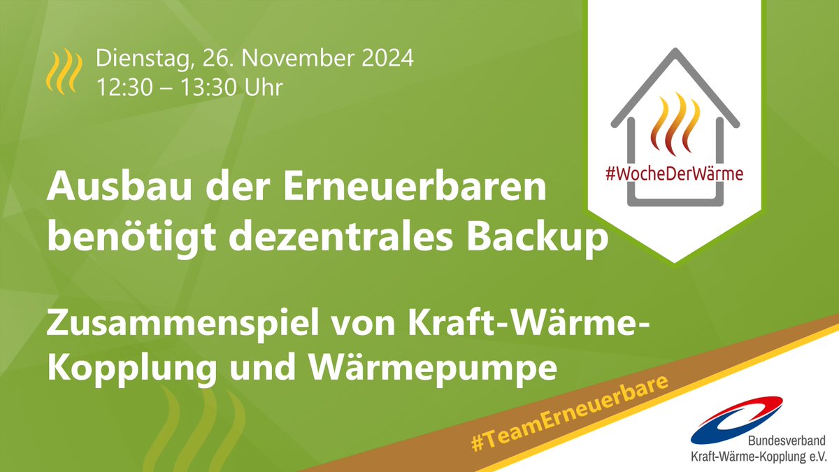 Am Dienstag informiert auch der <a href="/BKWK_eV/">B.KWK</a> über die Besonderheiten der Kraft-Wärme-Kopplung Technologie. Insbesondere das Zusammenspiel zwischen Photovoltaik und Wärmepumpe eignet sich, um KWK zu nutzen und Fluktuationen abzusichern. Wie genau wird das aussehen und welche