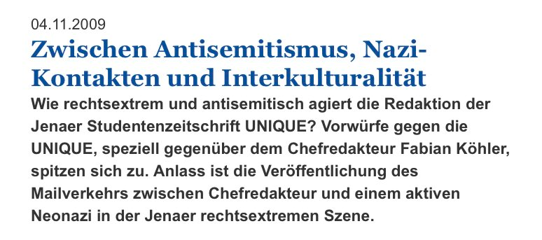 Mena-Watch (@mena_watch) on Twitter photo Goldmann hieß früher Köhler, war mit Neonazis aus dem NSU-Umfeld verbandelt und verbreitete Hamas-Hetze gegen die „zionistisch-jüdische Umklammerung deutscher Politik“. Bis auf die Namensänderung ist Fabian sich treu geblieben. Karim El-<a href="/Gawhary/">Karim El-Gawhary</a> retweetet <a href="/goldi/">Fabian Goldmann</a>'s Hetzaccount. Goldmann hieß früher Köhler, war mit Neonazis aus dem NSU-Umfeld verbandelt und verbreitete Hamas-Hetze gegen die „zionistisch-jüdische Umklammerung deutscher Politik“. Bis auf die Namensänderung ist Fabian sich treu geblieben. Karim El-<a href="/Gawhary/">Karim El-Gawhary</a> retweetet <a href="/goldi/">Fabian Goldmann</a>'s Hetzaccount.