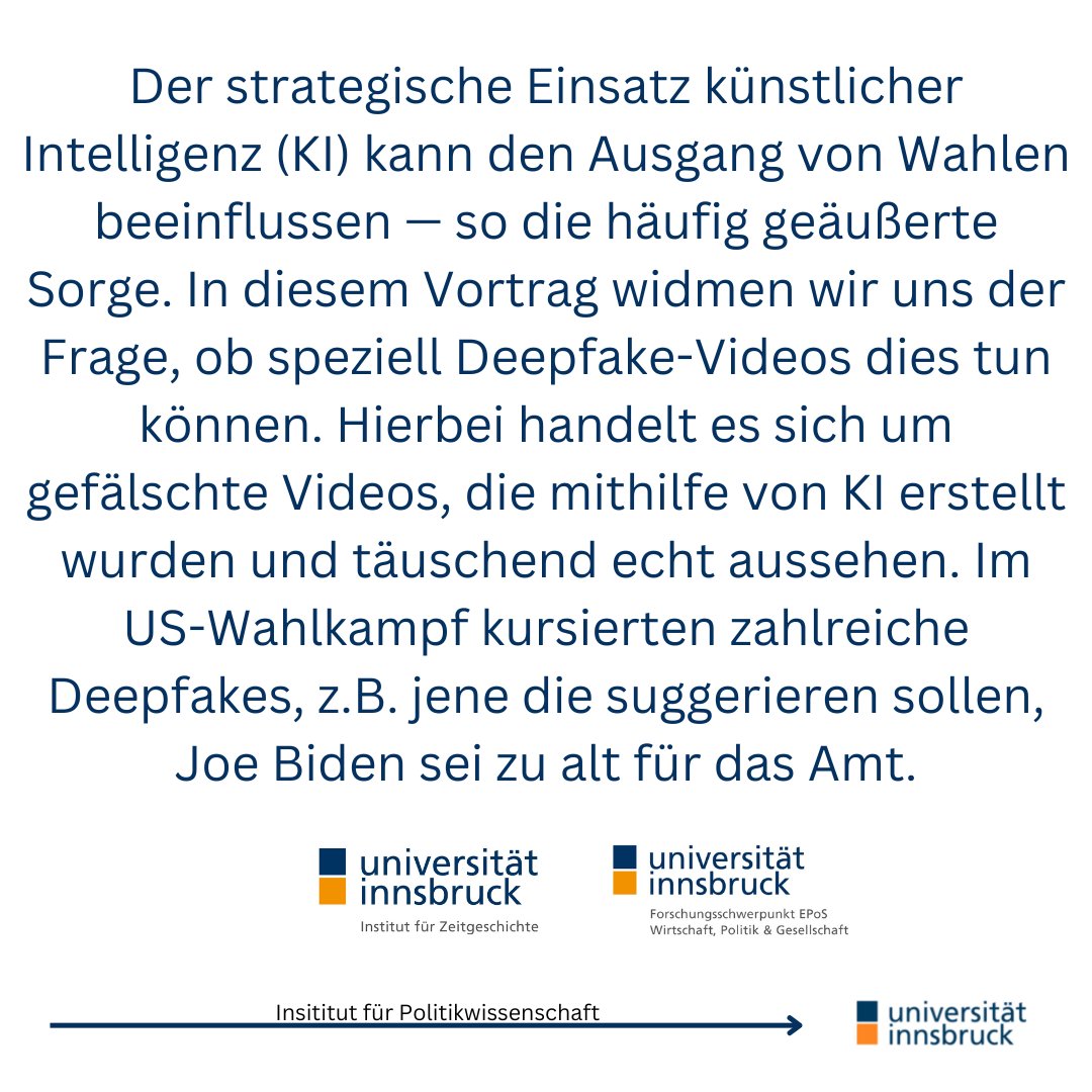 Morgen Abend  spricht Viorela Dan vom Institut für Medien, Gesellschaft und  Kommunikation im Rahmen unserer US-Vortragsreihe über den Einsatz von KI  im Wahlkampf 💻

➡️ um 17:00 Uhr im HS 2 der SoWi!

mehr Infos: Link in Bio