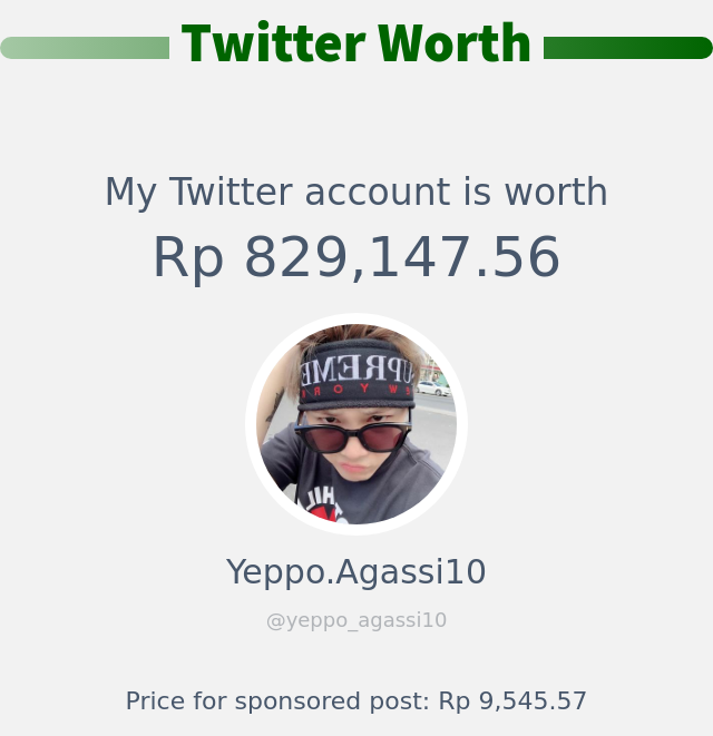 Nilai Twitter Saya adalah: Rp 829,147.56

➡️ infinityweet.me/account-worth?…