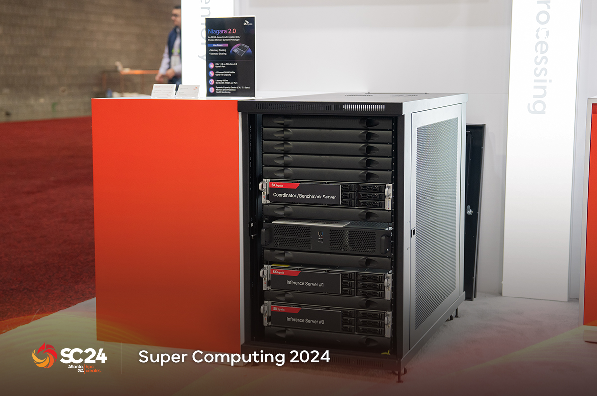 SKhynix's tweet photo. Discover the future of #HPC & #AI memory at @SKhynix!
Visit us at #SC24, booth 703 for live demos of #CXL® Pooled Memory, #CMM-DDR5, and more.
Don’t miss out—see the tech that’s driving tomorrow!
#AiMX #Niagara2.0 https://t.co/QyQMBSetl4