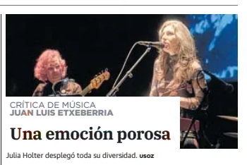 Hoy en <a href="/diariovasco/">El Diario Vasco</a> papel la crónica de concierto de Julia Holter en Donostia