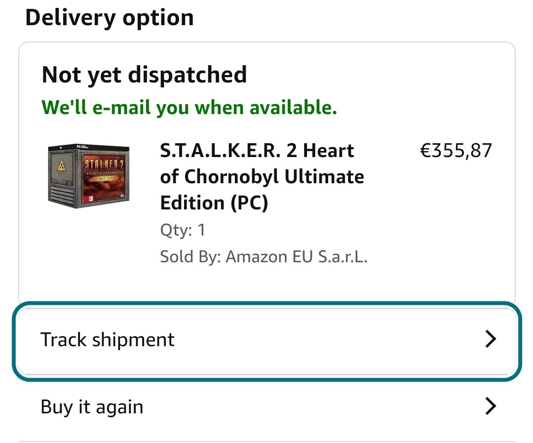 and again thanks <a href="/amazon/">Amazon</a>   i will be not able to play this on launch day great  <a href="/stalker_thegame/">S.T.A.L.K.E.R. OFFICIAL</a>