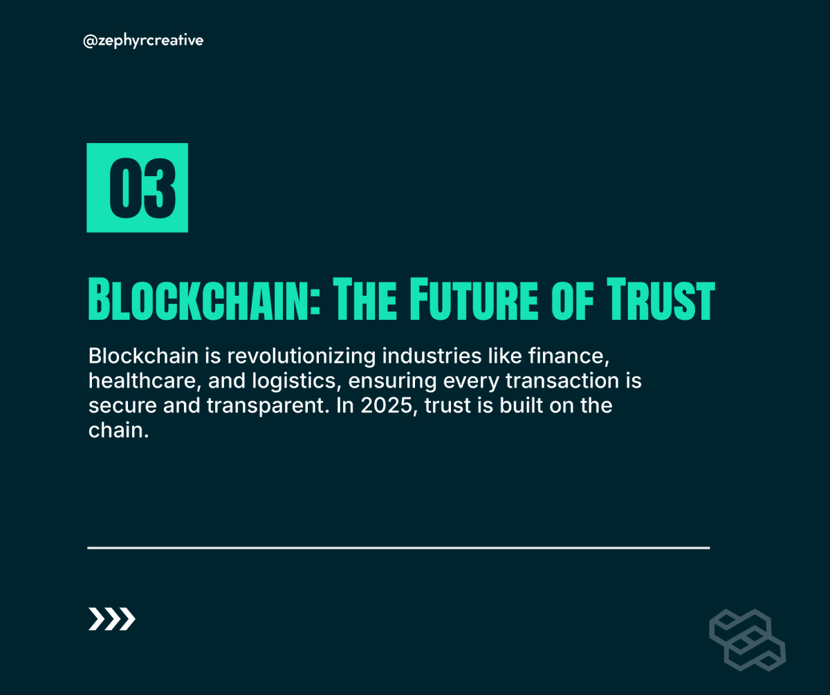 Zephyr_Creativ's tweet photo. 2025’s top tech trends are here:

✅ AI = smarter automation
✅ Blockchain = transparent trust
✅ Cloud = next-level speed &amp; scalability

These innovations are driving digital growth. How is your business adapting?

Let’s shape the future together!

#TechTrends #DigitalGrowth https://t.co/LDBPPMv7lo