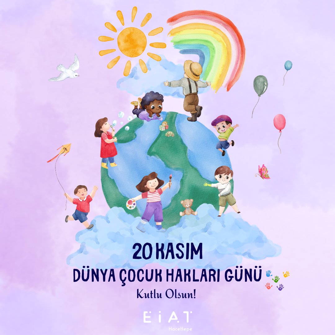 Birleşmiş Milletler tarafından imzalanan Çocuk Hakları Sözleşmesi'nin bugün 35. yıl dönümü.

Dünyamızın geleceği, yarınlarımızı emanet edeceğimiz çocukları korumak ve onların haklarına saygı duymak hepimizin sorumluluklarından biridir.

Dünya Çocuk Hakları Günü kutlu olsun!🎈💜