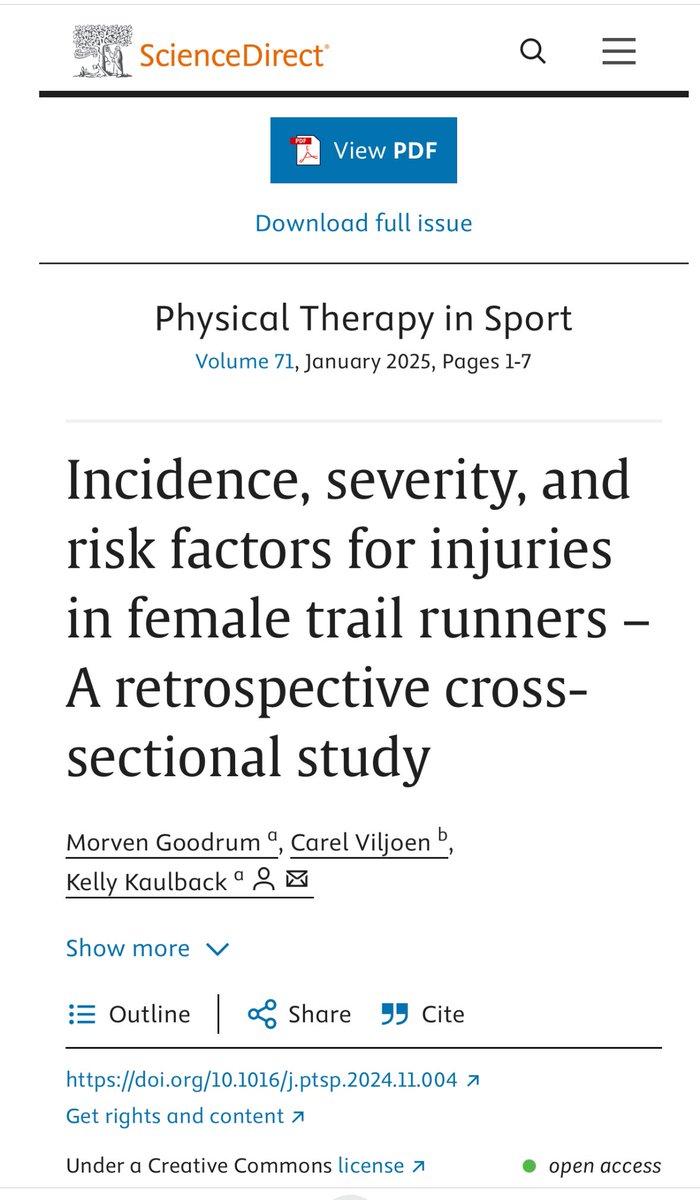 Kelly Kaulback (Muller) (@kelly_kaulback) on Twitter photo One of my MSc <a href="/SportRehab_/">St. Mary's Sport Rehab</a> <a href="/YourStMarys/">St Mary's University</a> students did a thing 🥳⬇️
sciencedirect.com/science/articl…
Great to add a piece to the puzzle of injuries in female trail runners 🏃🏻♀️ and cool to link up with <a href="/CarelViljoen/">Carel Viljoen</a> across the pond on this one 🇿🇦🇬🇧 One of my MSc <a href="/SportRehab_/">St. Mary's Sport Rehab</a> <a href="/YourStMarys/">St Mary's University</a> students did a thing 🥳⬇️
sciencedirect.com/science/articl…
Great to add a piece to the puzzle of injuries in female trail runners 🏃🏻♀️ and cool to link up with <a href="/CarelViljoen/">Carel Viljoen</a> across the pond on this one 🇿🇦🇬🇧