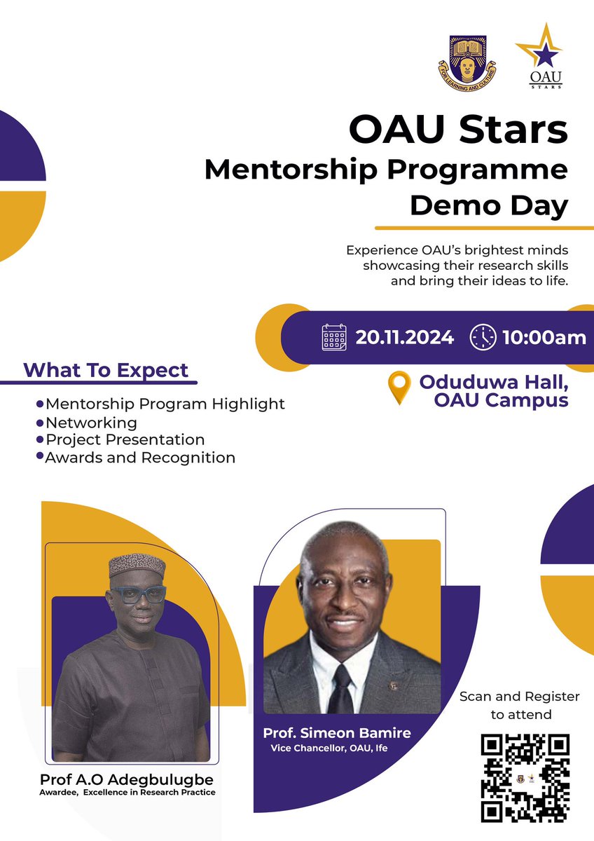 oaustars_'s tweet photo. Topic: OAUStars Demo day 
Time: Nov 20, 2024 09:30 AM West Central Africa
Join Zoom Meeting
https://t.co/9QdAz7UoBg

Meeting ID: 874 2042 9516
Passcode: oaustars

Don’t miss this opportunity to experience the brilliance of OAU’s finest! Scan the QR code on the flyer to register. https://t.co/FUIh9VEd7b