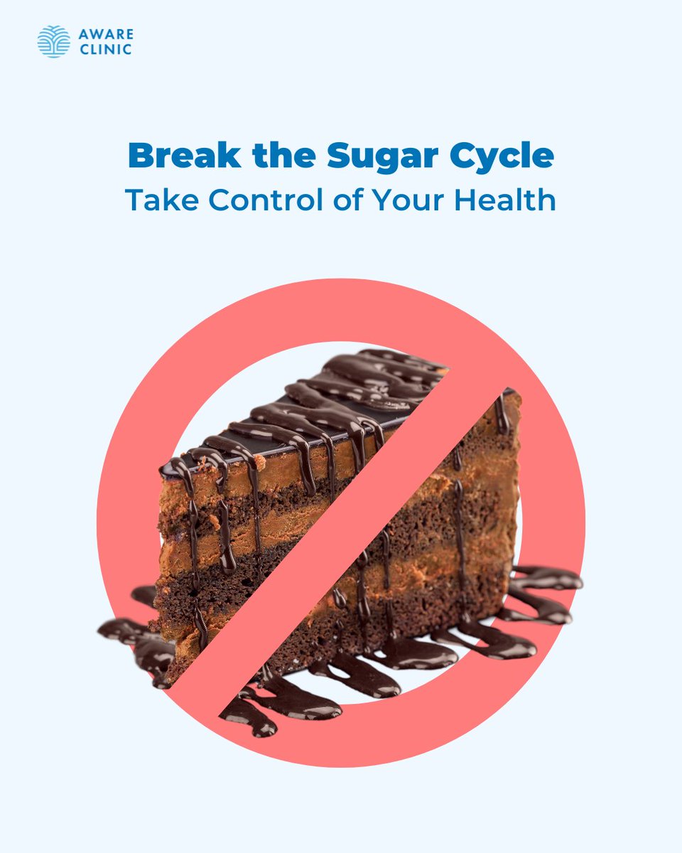 awareclinic's tweet photo. Feeling stuck in the endless loop of sugar cravings?

You’re not alone! Sugar can be as addictive as it is harmful, leading to energy crashes, weight gain, and chronic health issues. https://t.co/r18YKha1P9