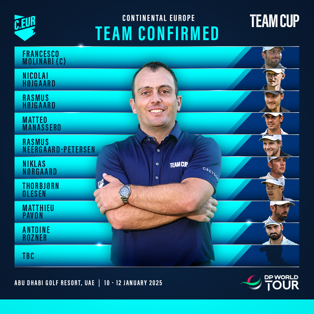 DPWorldTour's tweet photo. 🚨 TEAMS CONFIRMED 🚨

Take a look at who will represent both Continental Europe and Great Britain &amp; Ireland at the 2025 #TeamCup.