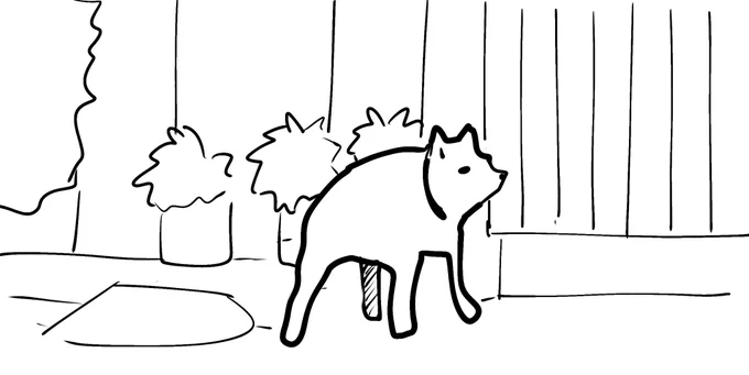 何も描けそうにないので4と鳴く犬を描きました。 