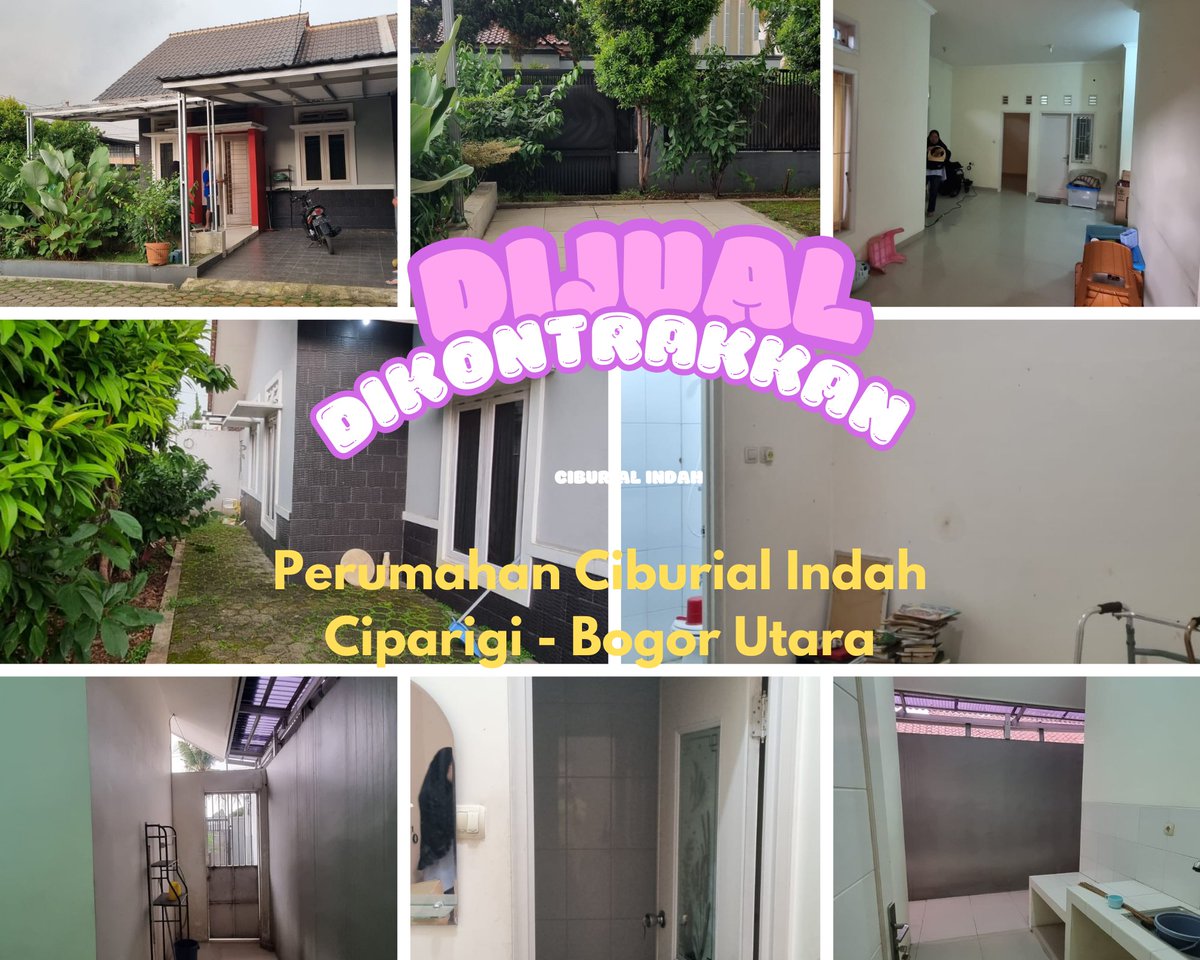 enchim's tweet photo. DIJUAL/DIKONTRAKKAN*

Lokasi : Perumahan Ciburial Indah, Bogor Utara 

● LB/LT : 54m2/130m2, sudah SHM 
● 3 KT
● 1 KM di dalam dan 1 KM Luar
● Dapur, Laundry Room
● Listrik 1300 watt
● Air Pam
● Carport, taman &amp; garasi 1 mobil 
Untuk Informasi lebih lanjut bisa PM https://t.co/v4SJj7UKan