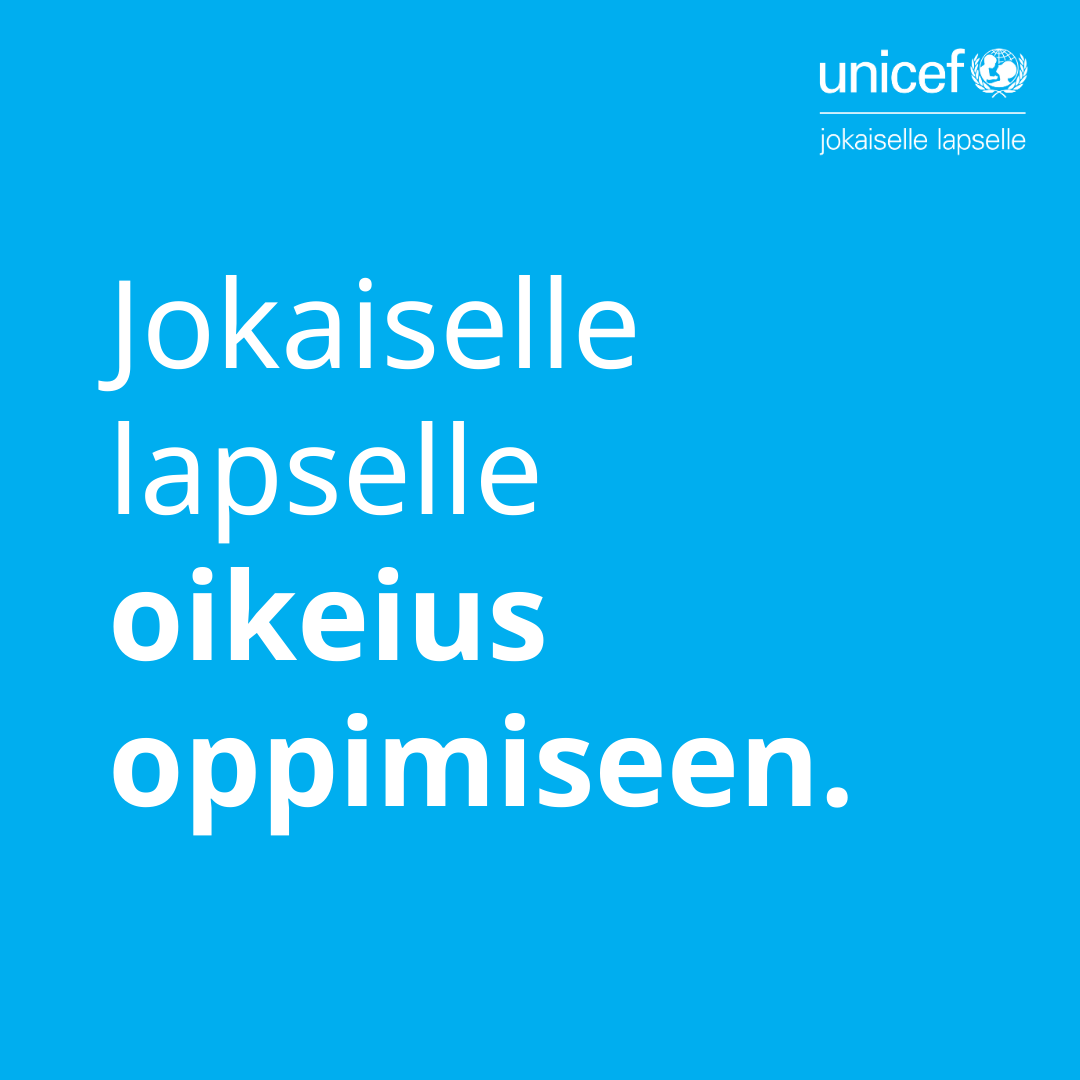 Hyvää lapsen oikeuksien päivää ja viikkoa💙 Lapsen oikeuksien sopimus täyttää jo 35 vuotta.

Juhlaviikon teemana on jokaisen lapsen oikeus oppimiseen. Jokaisella lapsella on oikeus saada tarvitsemansa tuki opinnoissaan ja käydä koulua turvallisessa ympäristössä.

#lapsenoikeudet