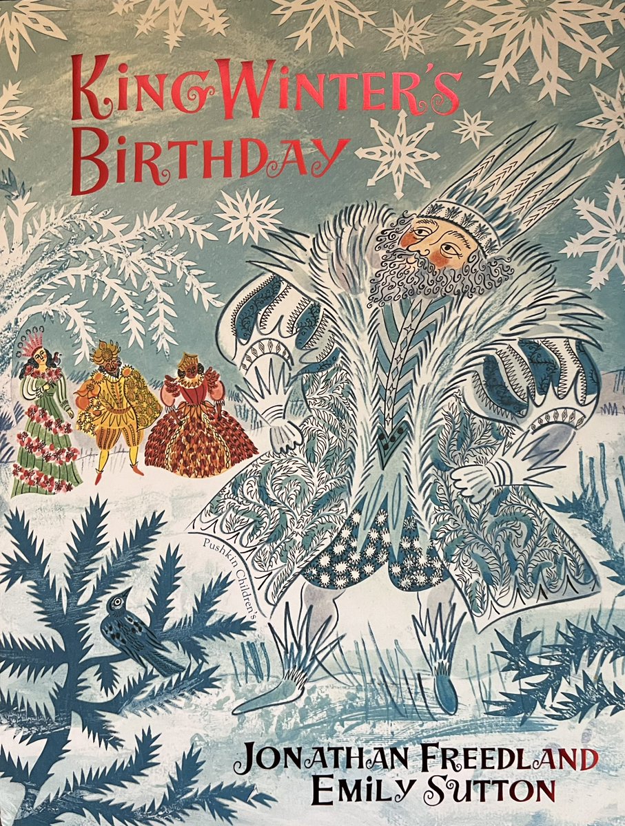 f33lthesun's tweet photo. Thank you @PushkinChildren for a copy of King Winter’s Birthday by @Freedland and stunningly illustrated by Emily Sutton, inspired by a story from Ulrich Alexander Boschwitz. Beautiful #Endpapers and #UnderTheDustJacket too. https://t.co/RBR0y9REIU
