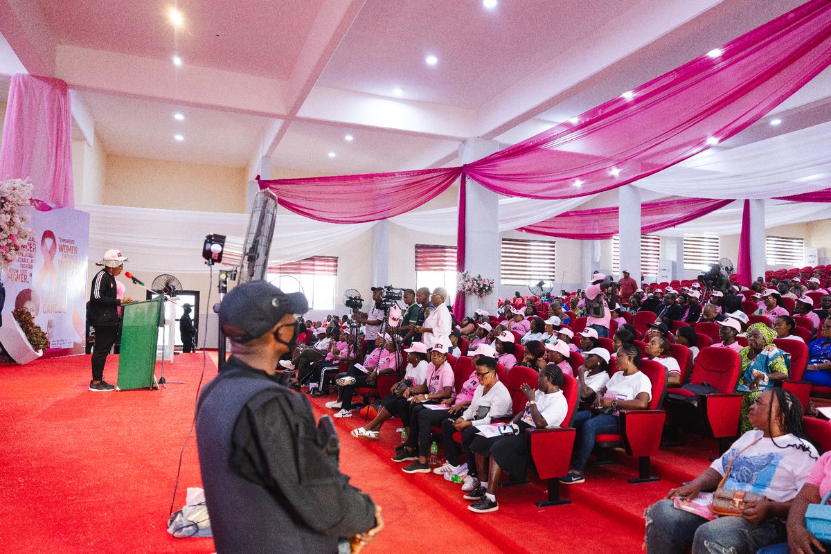 PriscillaOtti's tweet photo. Yesterday, I was the Special Guest of Honor and Keynote Speaker during the occasion of this year's Abia State Cancer Awareness Day at the JAAC Building, Umuahia, our state capital. With the theme 'The Changing Face of the Enemy: Reducing the Rising Prevalence of Cancer in Abia,' the groundbreaking event was organized by my office in collaboration with the Abia State Ministry of Health.

Presenting a keynote address on the topic 'Tackling the Rising Prevalence of Cancer in Abia State: Focus on Cervical and Breast Cancer,' I acknowledged that cancer has become a serious and urgent health challenge globally and across Nigeria. Breast and Cervical Cancer are the 2 most common cancers currently seen among women in Nigeria and both are among the leading causes of cancer-related deaths occurring among women in our nation. 

Our gathering symbolized a call to robust action for every individual, family, and community to unite in the fight against cancer. More than ever, it has become essential that we work together, to create a healthier, cancer-free future for our communities. I flagged off the first phase of a cancer screening Initiative, benefiting about 100 individuals.

I call on everyone—individuals, communities, and stakeholders to commit to spreading awareness, encouraging early detection, and supporting those affected by this disease. Together, we can create an Abia State where fewer families suffer the pain of loosing a loved one to cancer.
