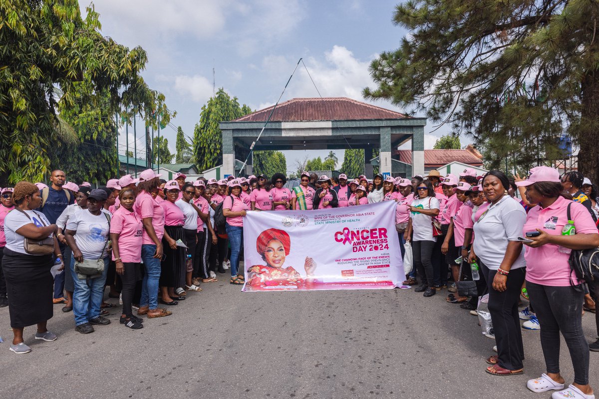 PriscillaOtti's tweet photo. Yesterday, I was the Special Guest of Honor and Keynote Speaker during the occasion of this year's Abia State Cancer Awareness Day at the JAAC Building, Umuahia, our state capital. With the theme 'The Changing Face of the Enemy: Reducing the Rising Prevalence of Cancer in Abia,' the groundbreaking event was organized by my office in collaboration with the Abia State Ministry of Health.

Presenting a keynote address on the topic 'Tackling the Rising Prevalence of Cancer in Abia State: Focus on Cervical and Breast Cancer,' I acknowledged that cancer has become a serious and urgent health challenge globally and across Nigeria. Breast and Cervical Cancer are the 2 most common cancers currently seen among women in Nigeria and both are among the leading causes of cancer-related deaths occurring among women in our nation. 

Our gathering symbolized a call to robust action for every individual, family, and community to unite in the fight against cancer. More than ever, it has become essential that we work together, to create a healthier, cancer-free future for our communities. I flagged off the first phase of a cancer screening Initiative, benefiting about 100 individuals.

I call on everyone—individuals, communities, and stakeholders to commit to spreading awareness, encouraging early detection, and supporting those affected by this disease. Together, we can create an Abia State where fewer families suffer the pain of loosing a loved one to cancer.