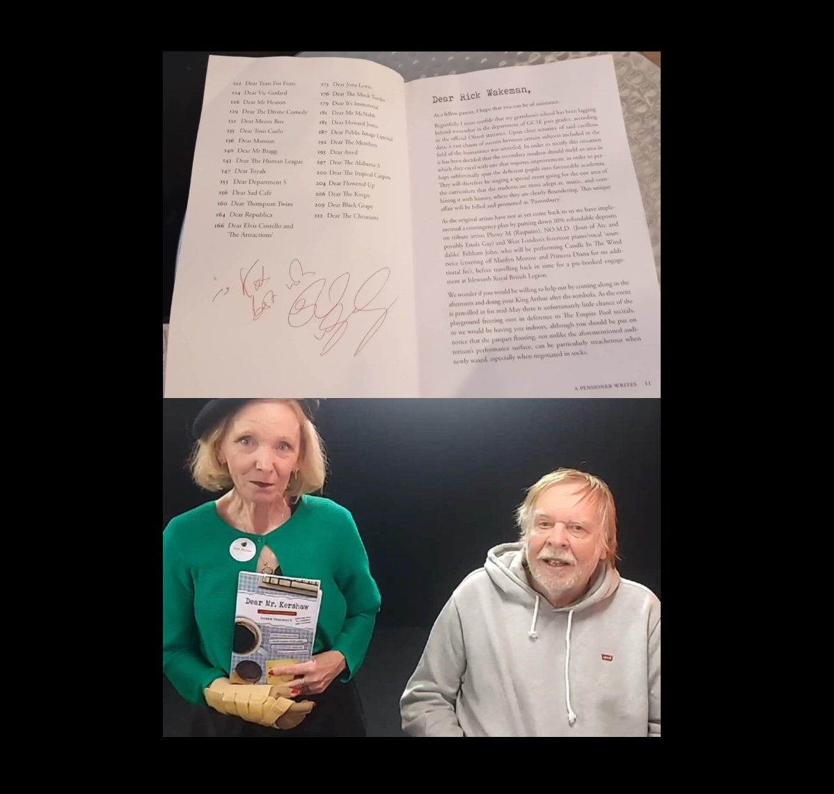 Here's our friend Kathryn Mullan THIS WEEK with <a href="/GrumpyOldRick/">Rick Wakeman CBE</a> who kindly signed her copy of the now legendary "Dear Mr Kershaw" which he gloriously contributed to. It was released 10 YEARS AGO... and thanks to those that helped us donate £2,500, and rising to <a href="/MAH_Gigs/">Musicians Against Homelessness</a>