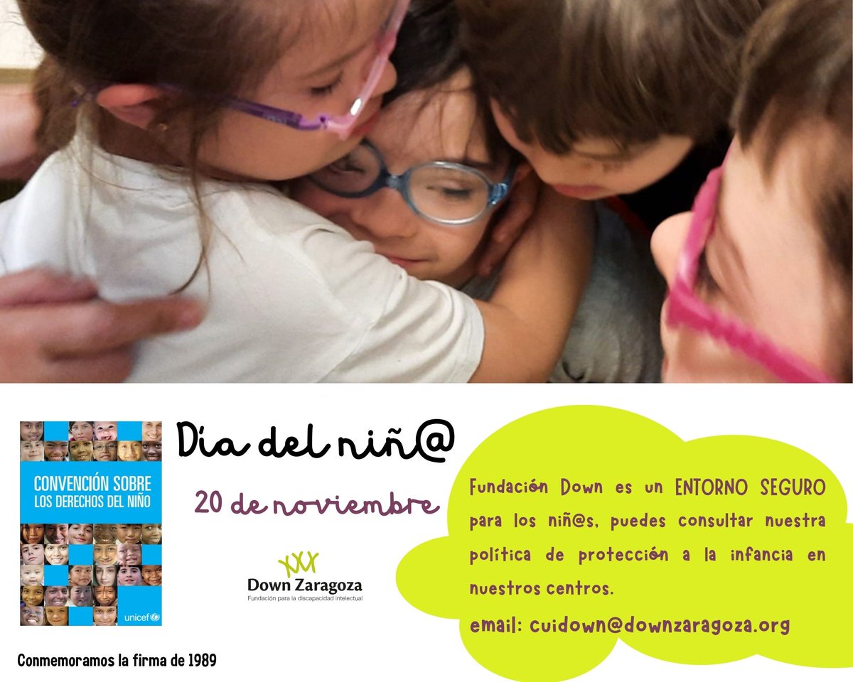 Fundación Down Zaragoza presenta "Cuidown" nuestro programa de Protección y buen trato de la infancia con motivo Día Internacional de los Derechos del Niñ@.
 cuidown@downzaragoza.org
Para más información haz click en nuestro enlace web 
downzaragoza.org/politica-de-pr…