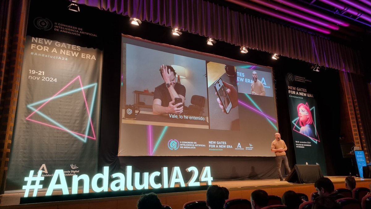 🟢 Comienza el II Congreso de Inteligencia artificial de #AndalucIA24 con la ponencia 'Inteligencia Artificial, ¿ola o tsunami?'

<a href="/JonhernandezIA/">Jon Hernandez</a> reflexiona acerca del impacto de la IA, sus posibilidades y su integración en nuestra sociedad
