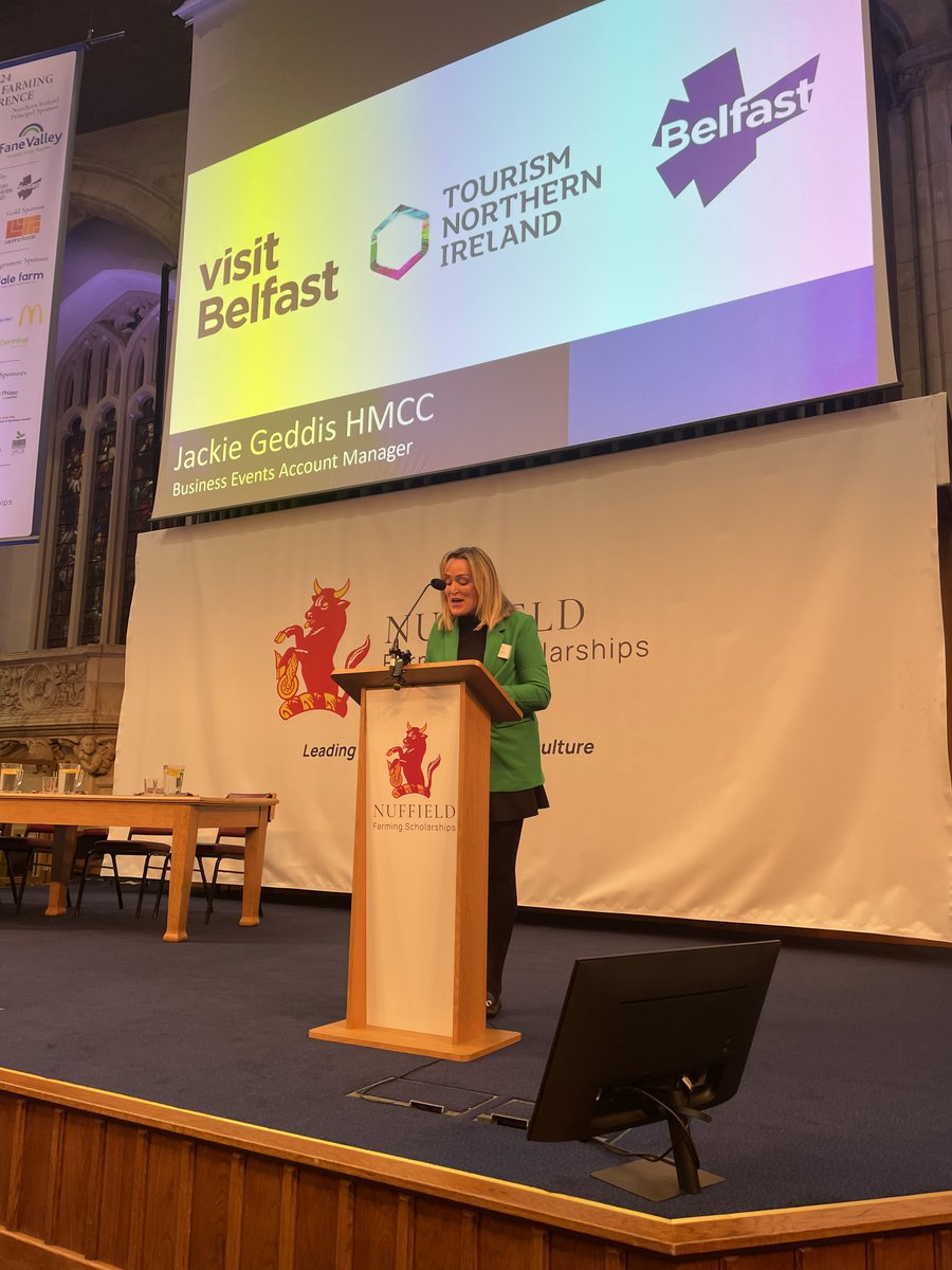 Nuffield Farming (@nuffieldfarming) on Twitter photo Now on the stage is Jackie Geddis from <a href="/VisitBelfast/">Visit Belfast</a>, who have kindly supported #NuffCon24.
👏Thank you to <a href="/NITouristBoard/">Tourism NI</a> and <a href="/VisitBelfastBiz/">Visit Belfast Business Events</a> for welcoming us to your beautiful city! Now on the stage is Jackie Geddis from <a href="/VisitBelfast/">Visit Belfast</a>, who have kindly supported #NuffCon24.
👏Thank you to <a href="/NITouristBoard/">Tourism NI</a> and <a href="/VisitBelfastBiz/">Visit Belfast Business Events</a> for welcoming us to your beautiful city!