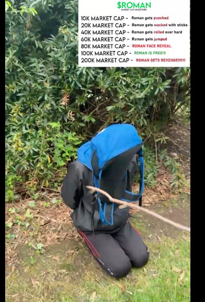atomicBTC's tweet image. [What is scam?]

ROMAN 코인

1. ROMAN이라는 남자가 개발자에게 납치된 코인.
2. 시총이 100K(10만 달러) 도달하면 풀어주겠다 함.
3. 시총별로 공격 수위가 올라감. 
(10K: 펀치, 20K: 막대기로 맞음, 40K: 바닥에 쎄게 구름, 60K: ROMAN이 뛰어다님, 80K: 얼굴공개, 100K: 자유, 200K: ROMAN이…