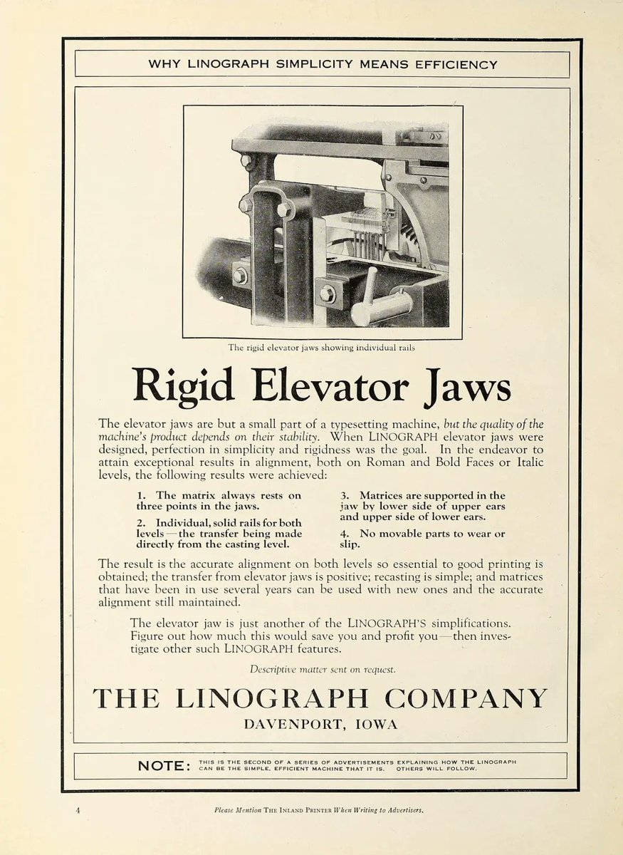 mtprinting's tweet image. The latest Metal Type newsletter features recent Forum posts, including a fascinating 1922 "Inland Printer" biography of Linn Boyd Benton that takes aim at Ottmar Mergenthaler. 

Take a look here:
metaltype.co.uk/s/35be9

#letterpress #linotype #printing