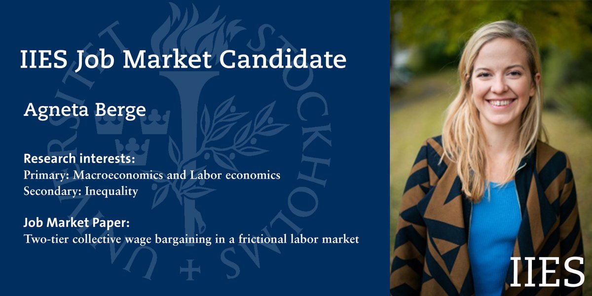 Institute for International Economic Studies (@iies_sthlm) on Twitter photo Introducing our #EconJMC <a href="/agnetaberge/">Agneta Berge</a>. In her #EconJMP “Two-tier collective wage bargaining in a frictional labor market” she develops a general equilibrium model of two-tier bargaining, where central negotiations are supplemented w local adjustments bit.ly/4eUBDgR 1/6 Introducing our #EconJMC <a href="/agnetaberge/">Agneta Berge</a>. In her #EconJMP “Two-tier collective wage bargaining in a frictional labor market” she develops a general equilibrium model of two-tier bargaining, where central negotiations are supplemented w local adjustments bit.ly/4eUBDgR 1/6