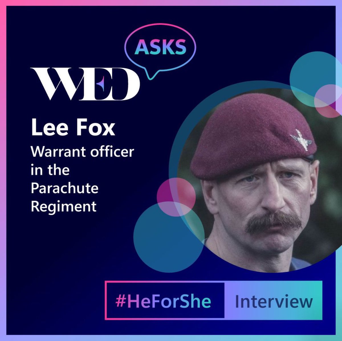 In our latest #WedAsks #HeForShe interview, we had the privilege of speaking with <a href="/Foxy2Para/">Lee Fox</a>, WO2 Lee Fox, a dedicated member of the Parachute Regiment for 22 years. 

From joining as a 17-year-old recruit to his current role as CSM of the Parachute Training Support Unit at Brize