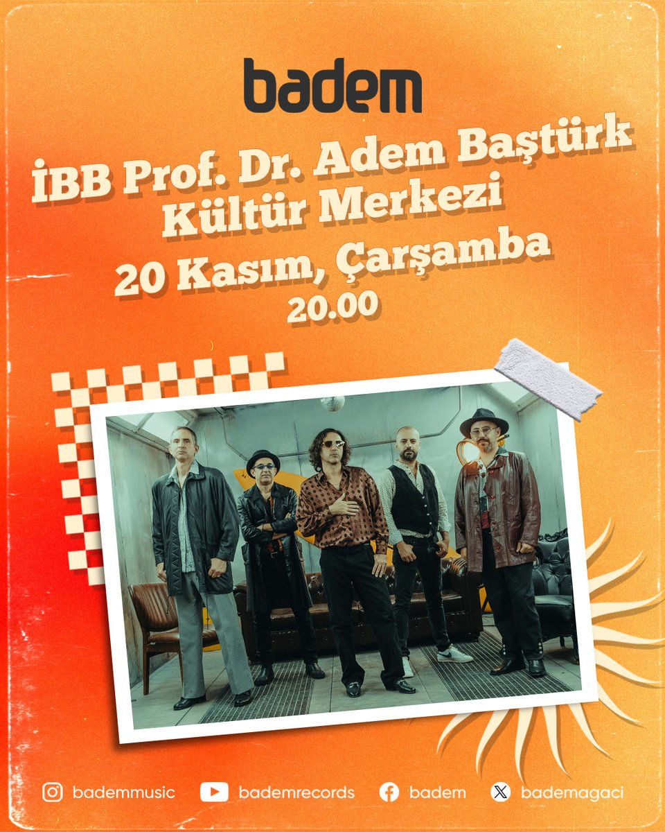 bademagaci's tweet photo. 🎙️KONSER GÜNÜ!

Bu akşam, İBB Prof. Dr. Adem Baştürk Kültür Merkezi Sahnesi’nde sizlerleyiz!

📅 20 Kasım Çarşamba
⏰ 20.00
📍 Prof. Dr. Adem Baştürk Kültür Merkezi, Esenler, İstanbul

🎟️ Rezervasyonları İstanbul Senin uygulaması üzerinden yapabilirsiniz.

@ibb_kultur https://t.co/vWMkjZ7yLU
