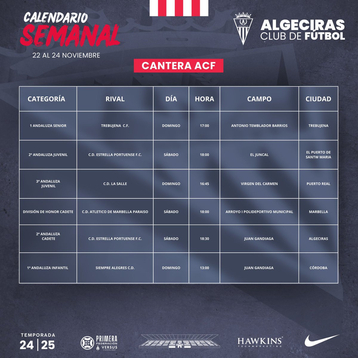 AlgecirasCF's tweet image. Horarios de la cantera para el fin de semana.

🎟️ Entrada gratuita para los abonados del Algeciras C.F.

#FormandoEstrellas #LaBase #SéParteDelÉxito #CanteraACF