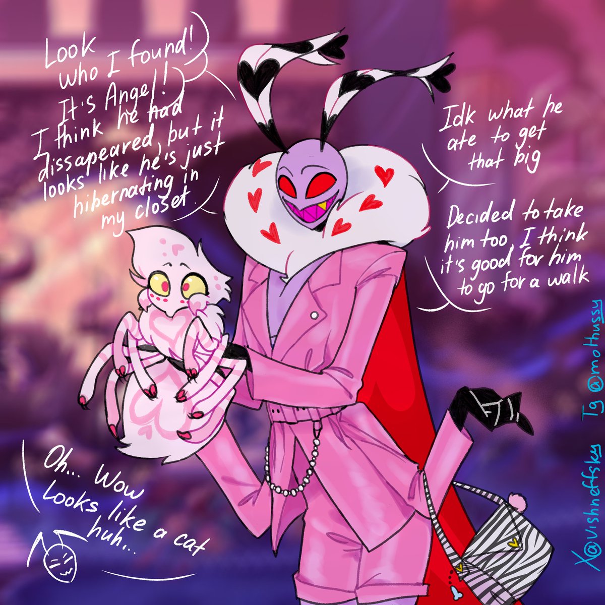Vishneffsky's tweet photo. What happened to Angel? You'll find out soon in my and @Ruslan787RX AU #ValGod
#HazbinHotel #AngelDust #Valentino #HazbinHotelValentino #HazbinHotelAngelDust #Scherschenberg #HornetMoth #VoxVal #StaticMoth https://t.co/9Yq0DIVfJ9