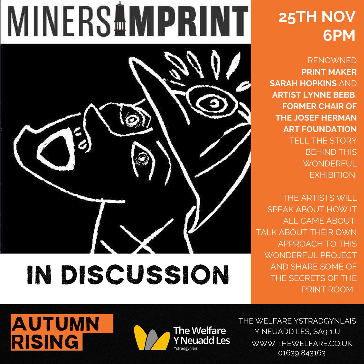 Come and join us at the Ystradgynlais Welfare Hall on Monday 25th November at 6pm for a wonderful talk on the Miners Imprint Exhibition.
The event is free and everyone is welcome!
