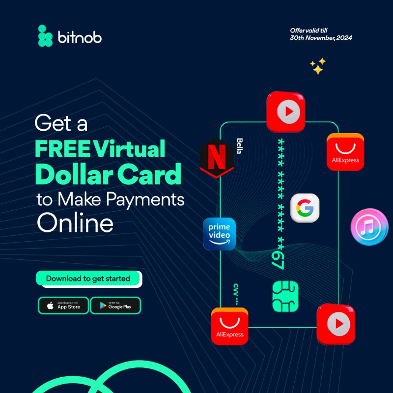 Bitnob_official's tweet photo. Shop More, Pay Less! 🛍️💳 
Enjoy this sales season with a FREE Bitnob virtual card for your Black Friday shopping. Offer valid until 30th November.
Download Bitnob now and make every purchase count.
