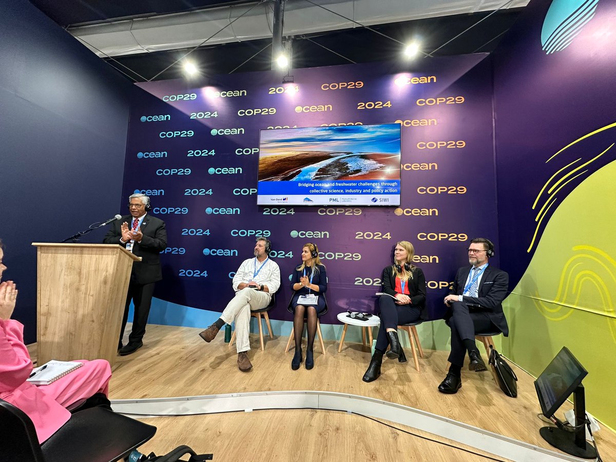 #COP29: Timely and constructive discussions in the #OceanPavilion at the 'Bridging ocean &amp; freshwater challenges through collective science, industry and policy action’ side event which brought the ocean and freshwater sector together towards decisive #ClimateAction.