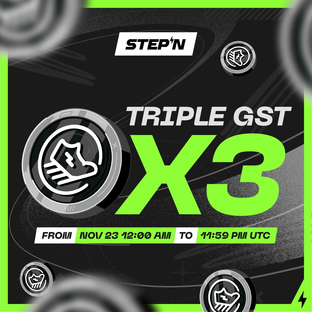 🚨 TRIPLE GST ON #STEPN 🚨

On November 23, from 12:00 AM to 11:59 PM UTC, we’ll come together to attempt breaking the GUINNESS WORLD RECORDS(™) title for most users to complete a remote one mile distance in 24 hours! 

And to make it even more legendary, we’re TRIPLING your GST