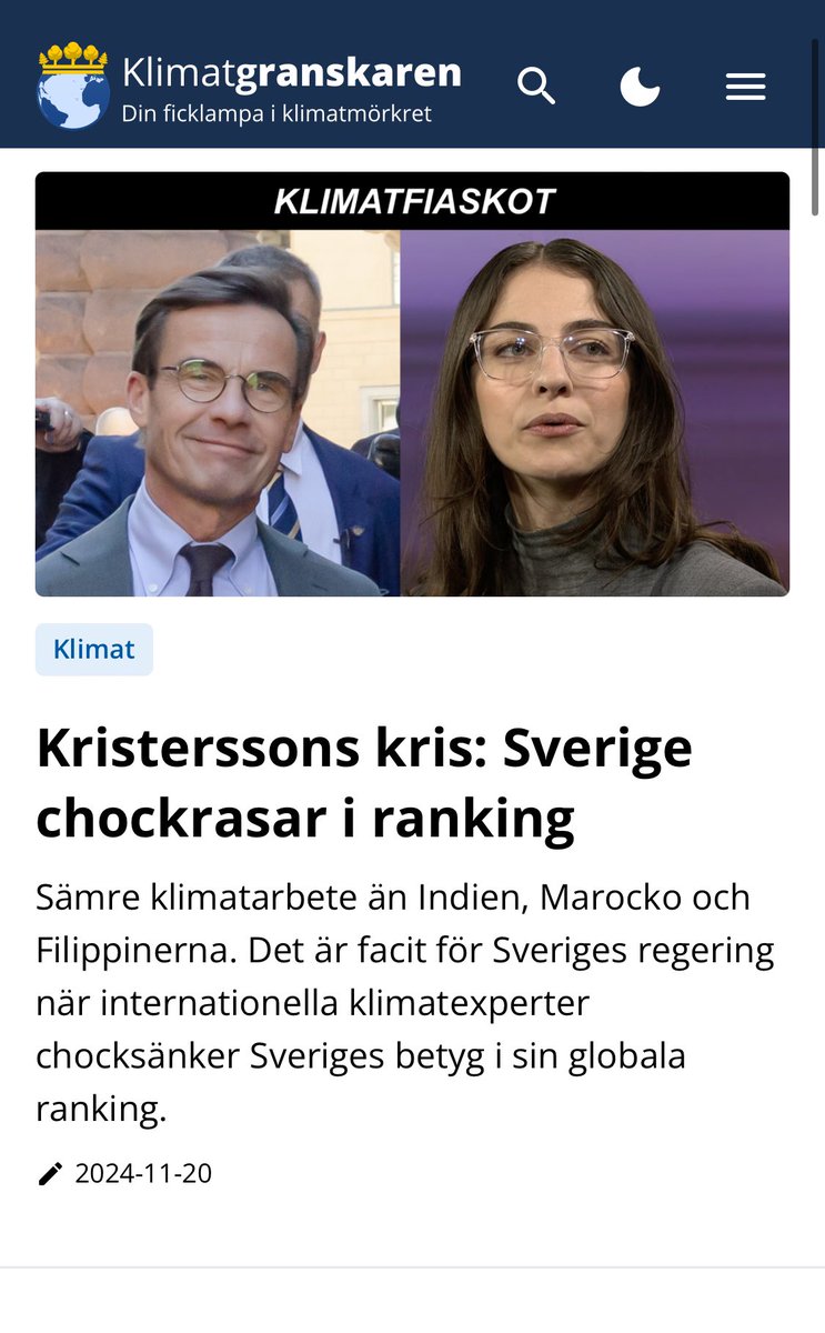 Om man bara ser till kategorin ”nationell klimatpolitik” hamnar Sverige på en chockerande 54:e plats - sämre än länder såsom Kazakstan, Indonesien och Thailand