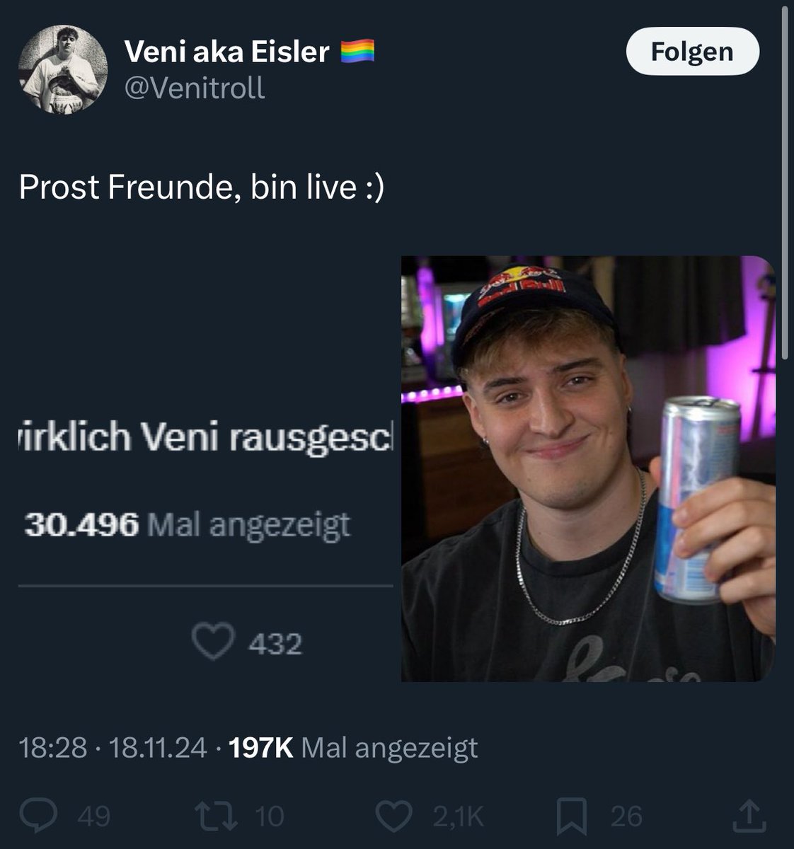 Scurrows (@scurrows) on Twitter photo Mal im Ernst <a href="/redbullGER/">Red Bull verleiht Flüüügel</a> und <a href="/redbullAustria/">Red Bull Austria</a> ist das eigentlich euer Ernst?
Keine Konsequenzen während er in EUREM Namen auch noch alles lustig findet?
Er hat fking KINDESMISSBRAUCH relativiert um Viral zu gehen?!?!?
Der Post ist bis heute verfügbar.
Sagt ihr euren Rassisten Mal im Ernst <a href="/redbullGER/">Red Bull verleiht Flüüügel</a> und <a href="/redbullAustria/">Red Bull Austria</a> ist das eigentlich euer Ernst?
Keine Konsequenzen während er in EUREM Namen auch noch alles lustig findet?
Er hat fking KINDESMISSBRAUCH relativiert um Viral zu gehen?!?!?
Der Post ist bis heute verfügbar.
Sagt ihr euren Rassisten