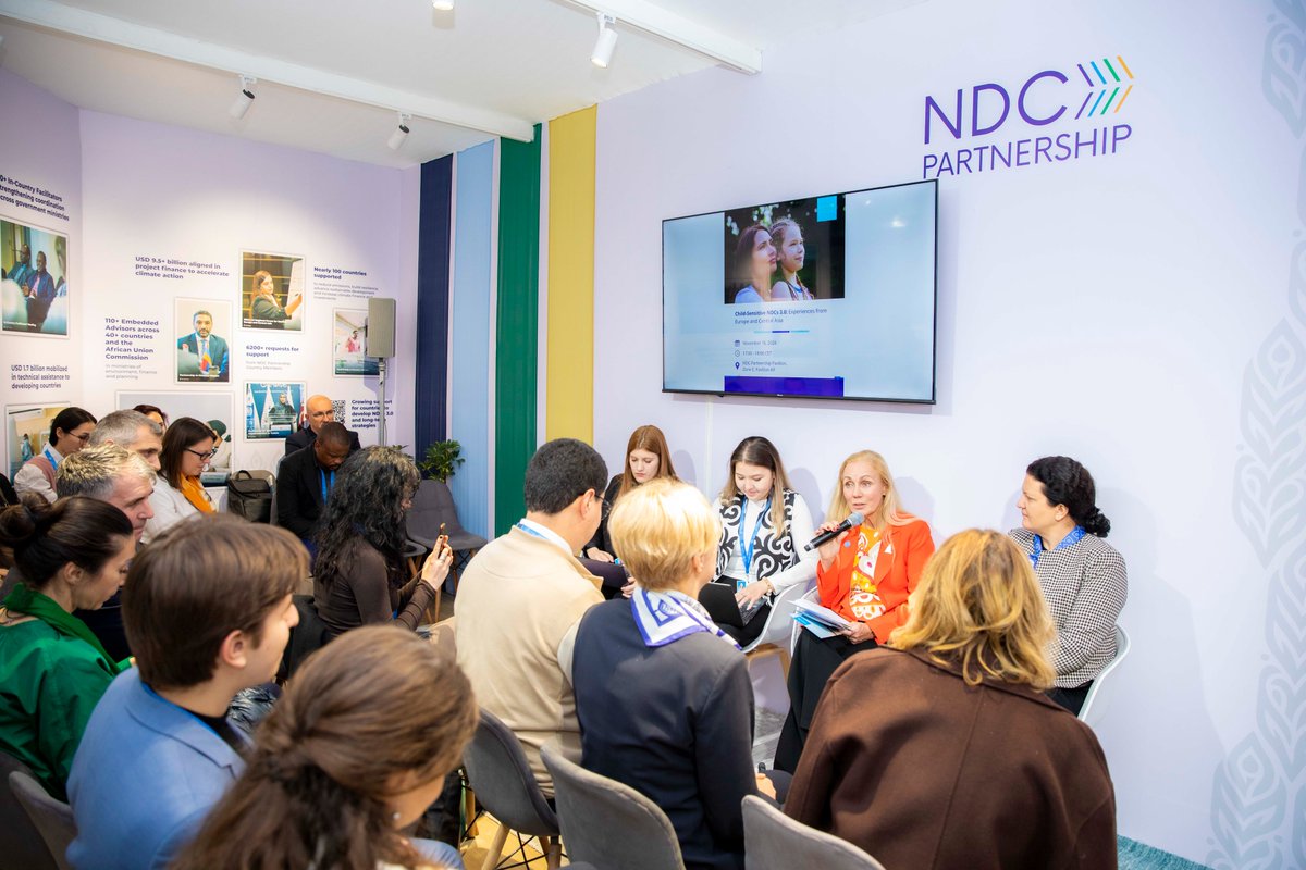 UNICEF_ECA's tweet photo. We’re at @COP29_AZ advocating for governments to set climate plans — called NDC 3.0 — that prioritise children. Last week, we hosted an event to stress the importance of health, education, and social protection in climate change policies and plans. https://t.co/ru8EeEZ5Dv