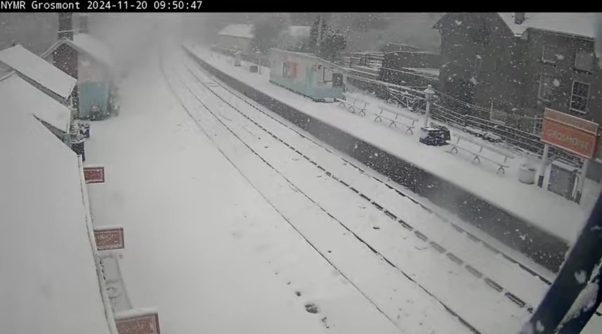 SNOW! 

Snow is falling heavily across the North Yorkshire moors with a number of roads becoming impassable.

This is the scene at Grosmont on the North Yorkshire Moors railway.. 

What is it like where you are? #uksnow