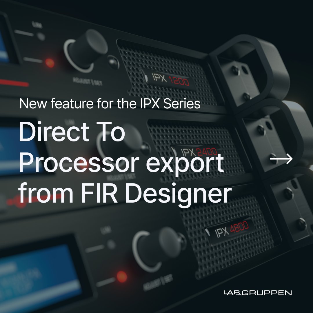 labgruppen's tweet photo. If you are an IPX Series user, you can now use the "Direct To Processor"-export in Eclipse Audio's FIR Designer to load your FIR filter. Just like you already can with our Lake products. Check out this tutorial at Eclipse Audio: https://t.co/zyWE73hBN9

#IPX #FIR #amplifier https://t.co/CnuDgkZOrQ