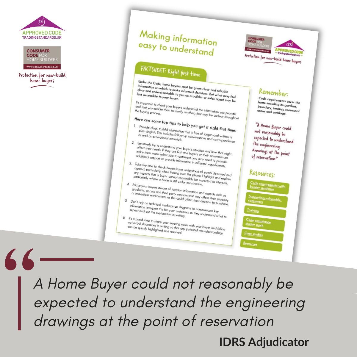 TheCode_CCHB's tweet image. The Code requires that all info you give your buyers is clear and easy to understand, but what may be clear to a builder / sales agent may not be obvious to a buyer.
Our factsheet highlights some key points to help you check your buyers’ understanding
buff.ly/42EQ6qL