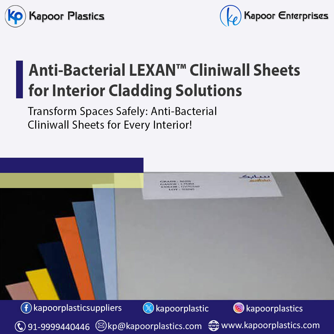 kapoorplastic's tweet photo. ✨ Transform your spaces with LEXAN™ Cliniwall Sheets — the ultimate solution for hygienic, durable, and stylish interior cladding.

011-41500878
https://t.co/Q5ghZ1fyQn

#LEXANCliniwall #AntiBacterial #InteriorCladding #HygieneMatters #DurableDesign #CleanSpaces #Healthcare https://t.co/8NDCcPwpzY